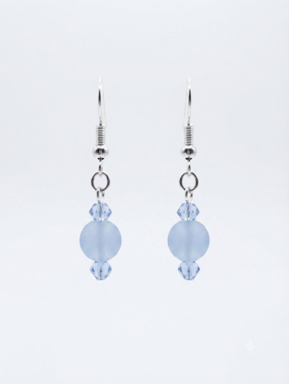 Handmade Light Blue Bead Drop Earrings in Silver Tone or Gold Tone